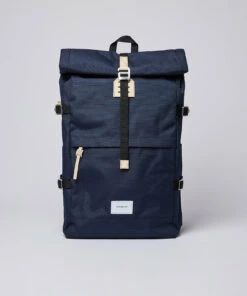 SANDQVIST BERNT Backpacks For Men Navy With Natural Leather