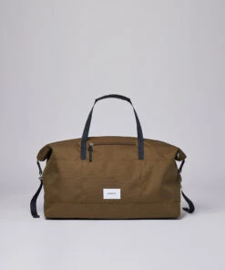SANDQVIST MILTON Weekend Bags For Men Olive With Black Leather