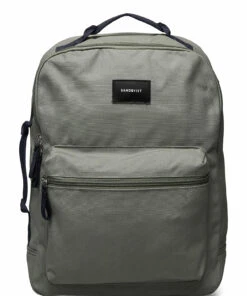 SANDQVIST AUGUST Backpacks For Men Dusty Green With Navy Webbing