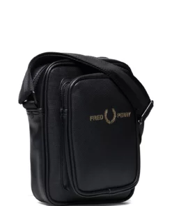 Fred Perry PIQUE TEX PU SIDE BAG Shoulder Bags For Men Black -men bags sale shop fpyl2244 cblack v102 2