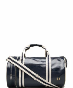 Fred Perry CLASSIC BARREL BAG Weekend Bags For Men Port/ecru -men bags sale shop fpyl7220 cnavyecru v635
