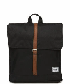 Herschel City Mid Volume Backpacks For Men Black/tan Synthetic Leather