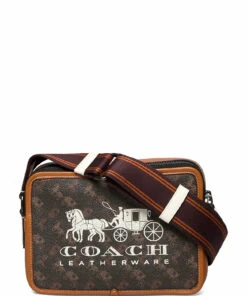 Coach Charter Crossbody 24 in Horse and Carriage Coated Canvas Shoulder Bags For Men Truffle/chalk