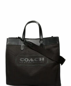 Field Tote 40 in Organic Cotton Canvas with Coach Badge Carry Bags For Men Black -men bags sale shop oac9368 cblack 1