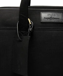 Polo Ralph Lauren Leather-Trim Canvas Briefcase Laptop Bags For Men Black/black -men bags sale shop raf405829415 cblackblack v10038172waq 4