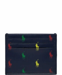 Polo Ralph Lauren Signature Pony Leather Card Case Wallets & Card Holders For Men Navy/multi