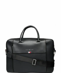 Tommy Hilfiger BUSINESS LEATHER SLIM COMP BAG Laptop Bags For Men Black -men bags sale shop toham0am07755 cblack vbds 1