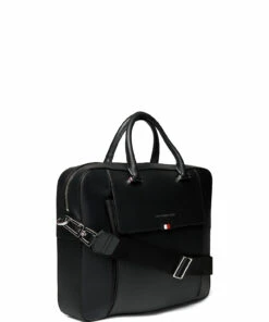 Tommy Hilfiger BUSINESS LEATHER SLIM COMP BAG Laptop Bags For Men Black -men bags sale shop toham0am07755 cblack vbds 2