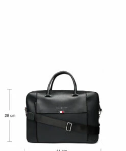 Tommy Hilfiger BUSINESS LEATHER SLIM COMP BAG Laptop Bags For Men Black -men bags sale shop toham0am07755 cblack vbds 8